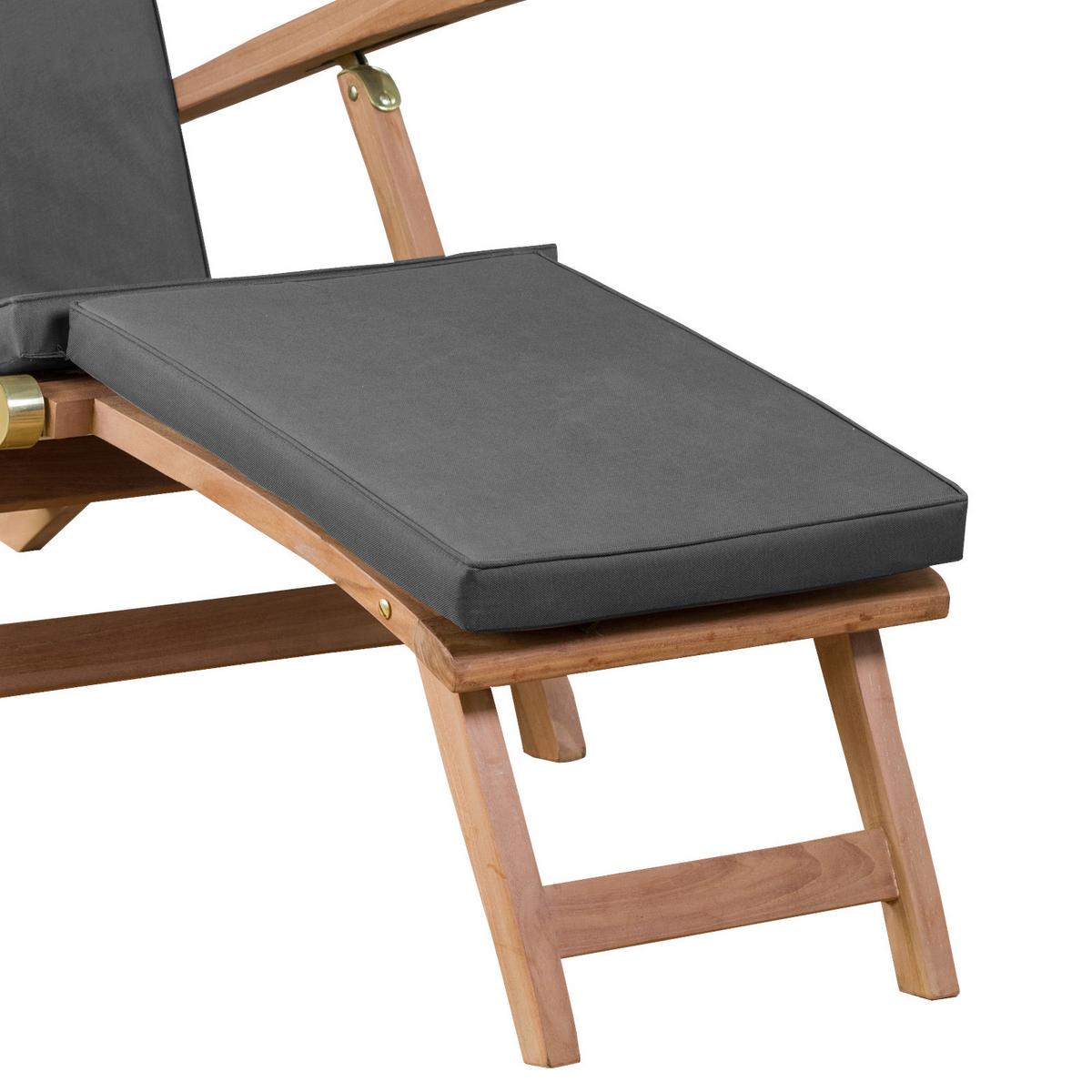 Sonnenliege Woodie Teak - Grau/Teakfarben, Basics, Holz (60/93/170cm) - Gardenson