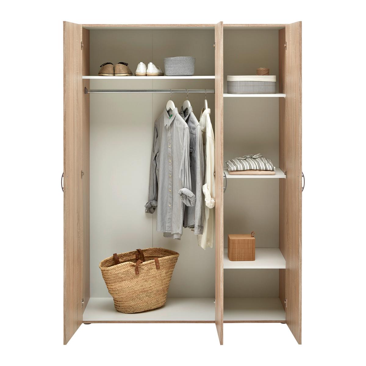 Kleiderschrank Joe Sonoma Eiche - Alufarben/Sonoma Eiche, Konventionell, Holzwerkstoff/Kunststoff (121/177/51cm) - Based