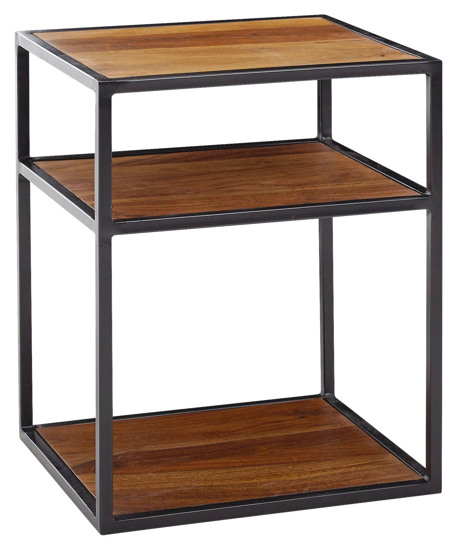 Majhna Nočna Omarica Wohnling - črna/barve indijskega rožnega lesa, Moderno, kovina/les (40/50/35cm) - MID.YOU