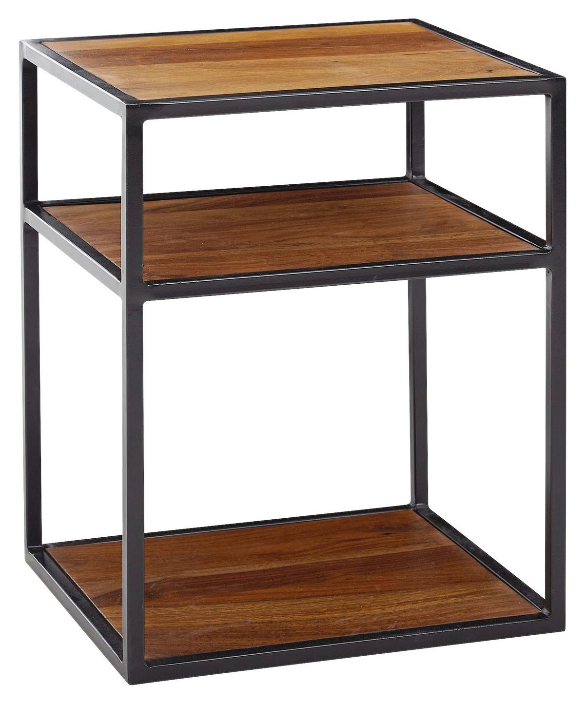 Majhna Nočna Omarica Wohnling - črna/barve indijskega rožnega lesa, Moderno, kovina/les (40/50/35cm) - MID.YOU