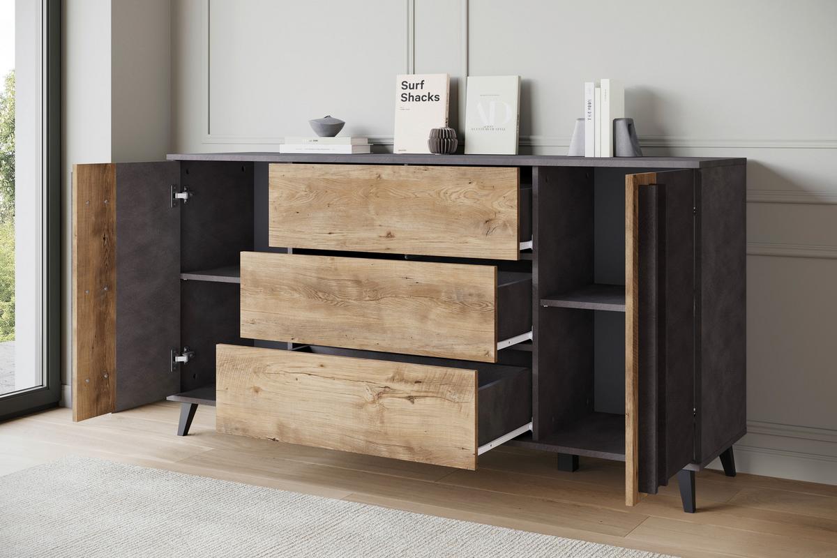 Sideboard Helsinki Anthrazit /Kastanienfarben B: 150cm - Kastanienfarben/Anthrazit, Trend, Holzwerkstoff/Kunststoff (150/77,8/39,5cm) - P & B