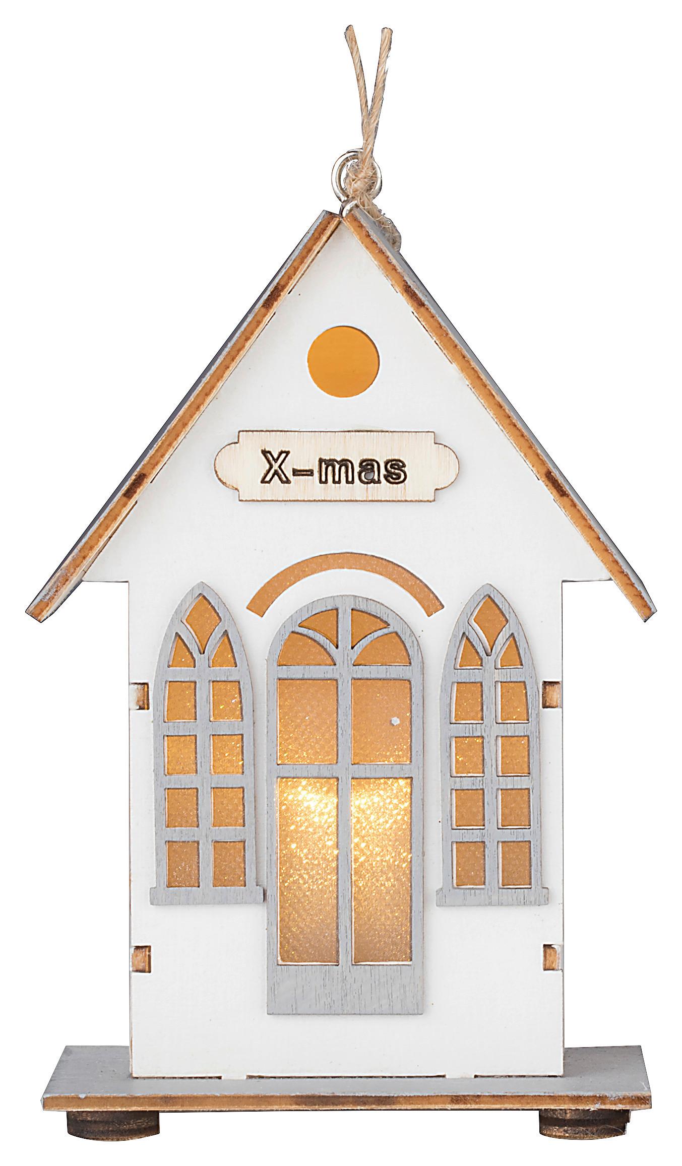 LED-Dekoleuchte Hou in Grau/Weiss aus Holz - Weiss/Grau, Konventionell, Holz (8/5/13cm) - Modern Living