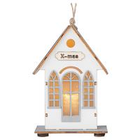 LED-Dekoleuchte Hou in Grau/Weiss aus Holz - Weiss/Grau, Konventionell, Holz (8/5/13cm) - Modern Living