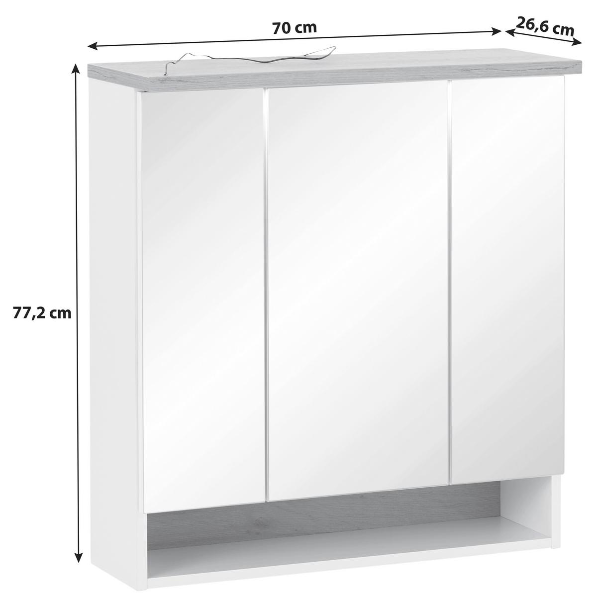 Dulap cu oglindă DANIEL DAELL 1 - Konventionell, sticlă/material pe bază de lemn (70/77,2/26,6cm)