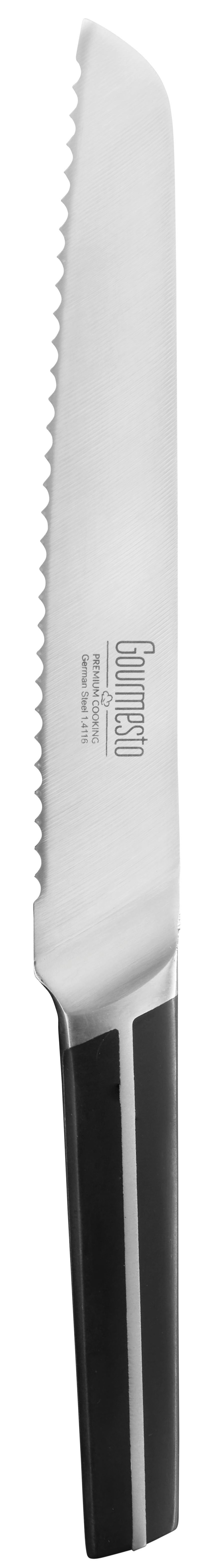 Brotmesser Profi Line ca. 33,3cm - Edelstahlfarben/Schwarz, KONVENTIONELL, Kunststoff/Metall (33,3cm) - Gourmesto