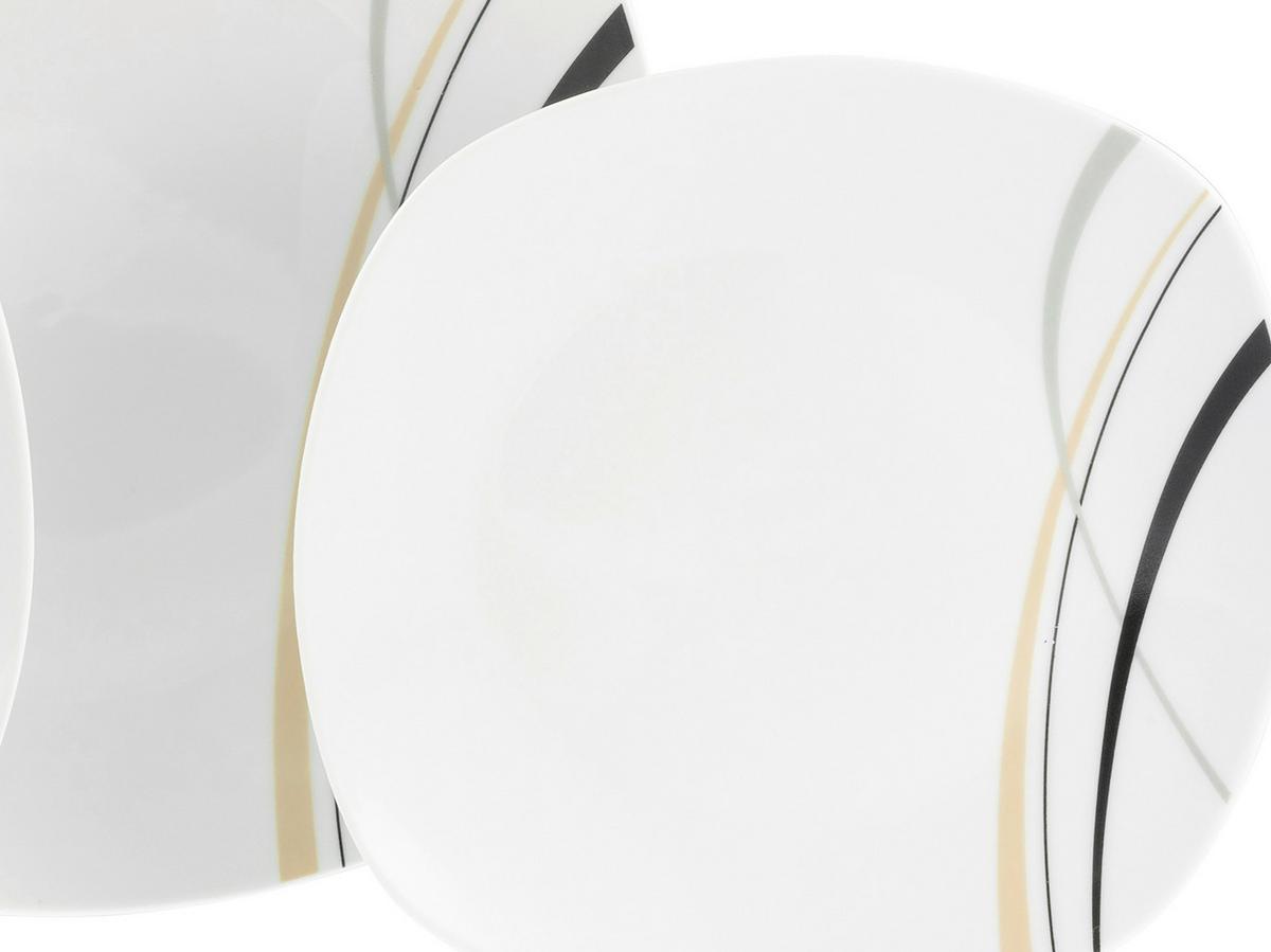 Kombiservice Square City Line Weiß, 30 teilig - Weiß, Trend, Keramik - Creatable