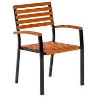 Gartensessel Schlossgarten Naturfarben Holz/Metall - Graphitfarben/Naturfarben, KONVENTIONELL, Holz/Metall (59,5/86,5/54cm) - Gardenson