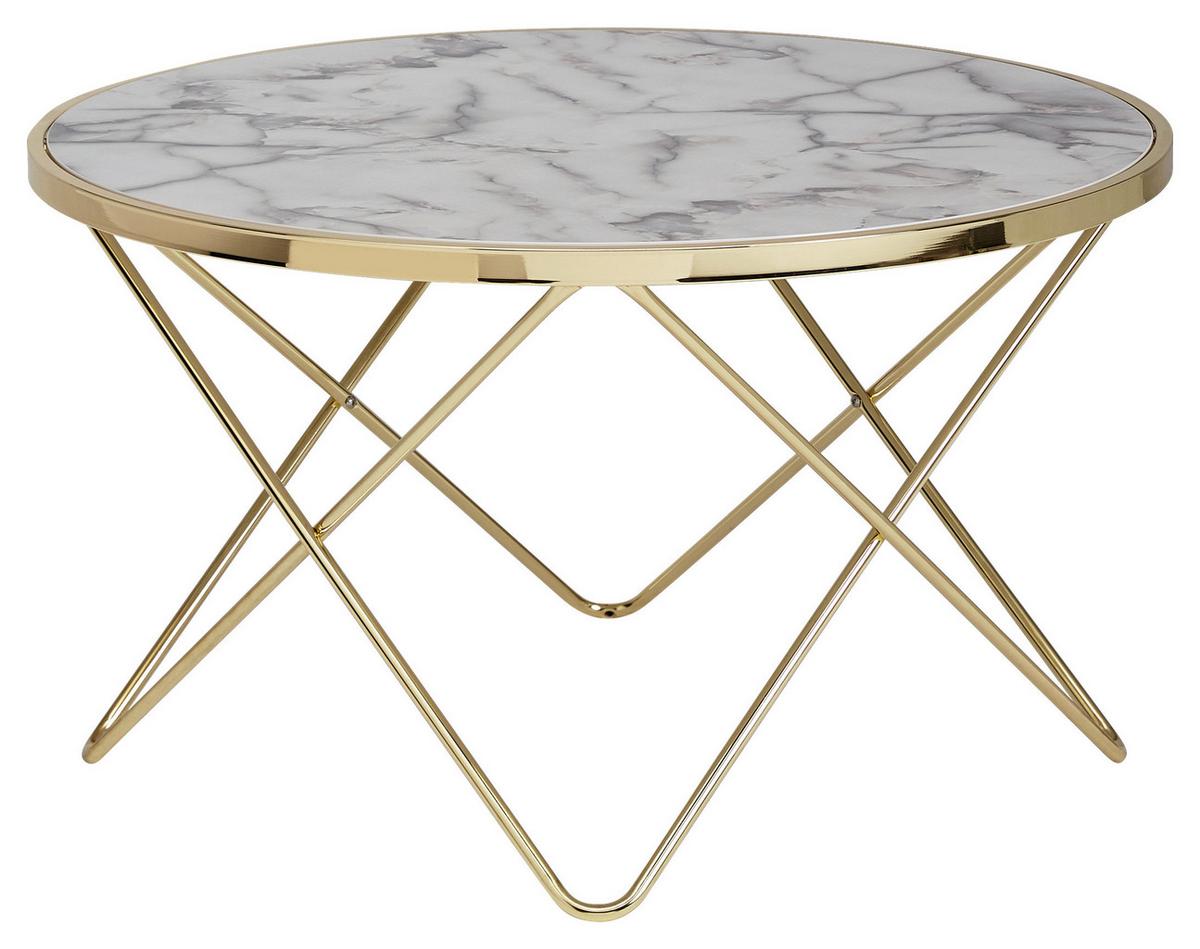 Klubska Miza Wl5.998 - zlate barve/bela, Design, kovina/leseni material (85/85cm) - MID.YOU