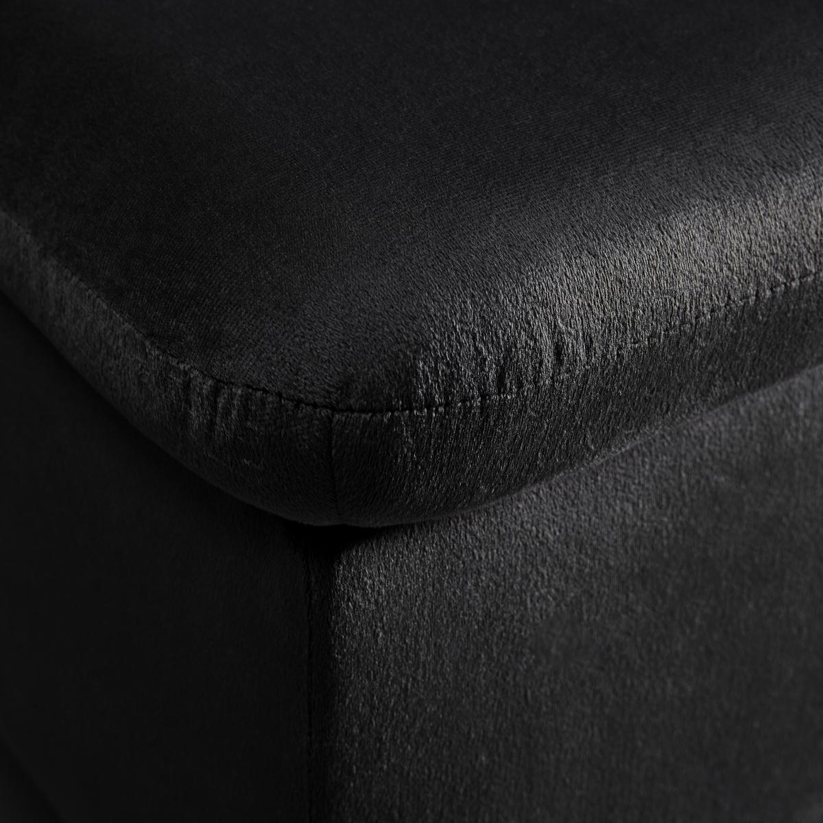 Hockerbank Jessy Schwarz Samt Gepolstert mit Stauraum - Buchefarben/Schwarz, MODERN, Holz/Textil (150/50/55cm) - Bessagi Home