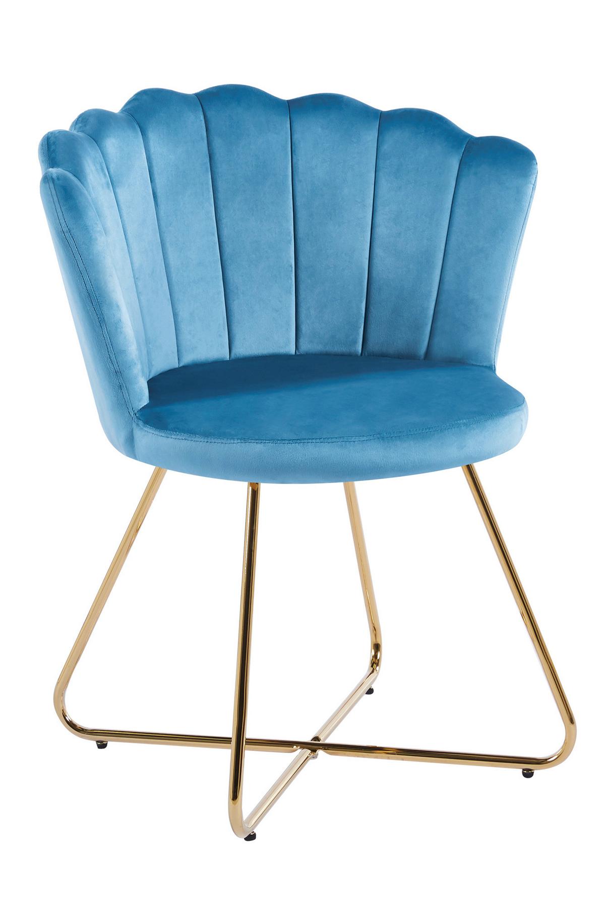 Set Stolov Samt, Modra, 2-Delni - zlate barve/modra, Moderno, kovina/tekstil (69,5/85/66cm) - Livetastic