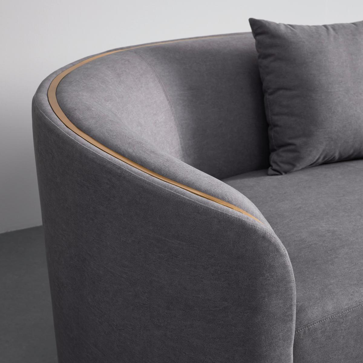 DUŻY NAROŻNIK PIA - kolor złoty/szary, Modern, metal/drewno (362/75/88cm) - Bessagi Home