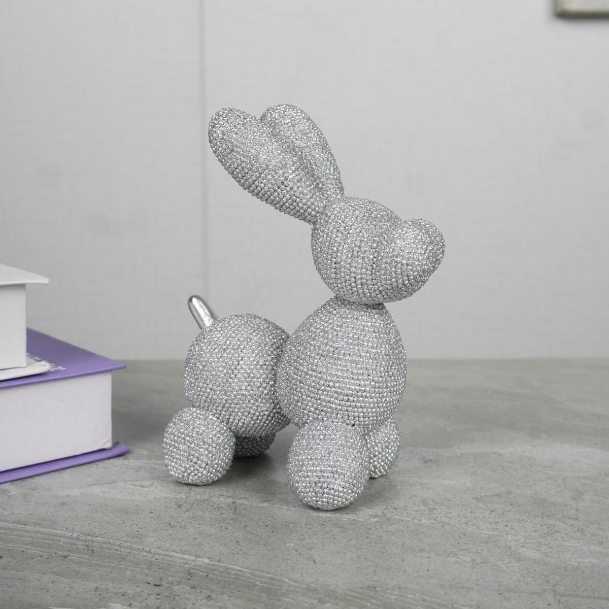 Dekor Nyúl Bunnybob - ezüstszínű, műanyag (11/7/15cm)