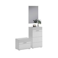 Garderobe Linus 3-tlg. ca. 115x197 cm Weiß - Weiß Hochglanz/Weiß, Design, Holzwerkstoff (115/197/37cm) - MID.YOU