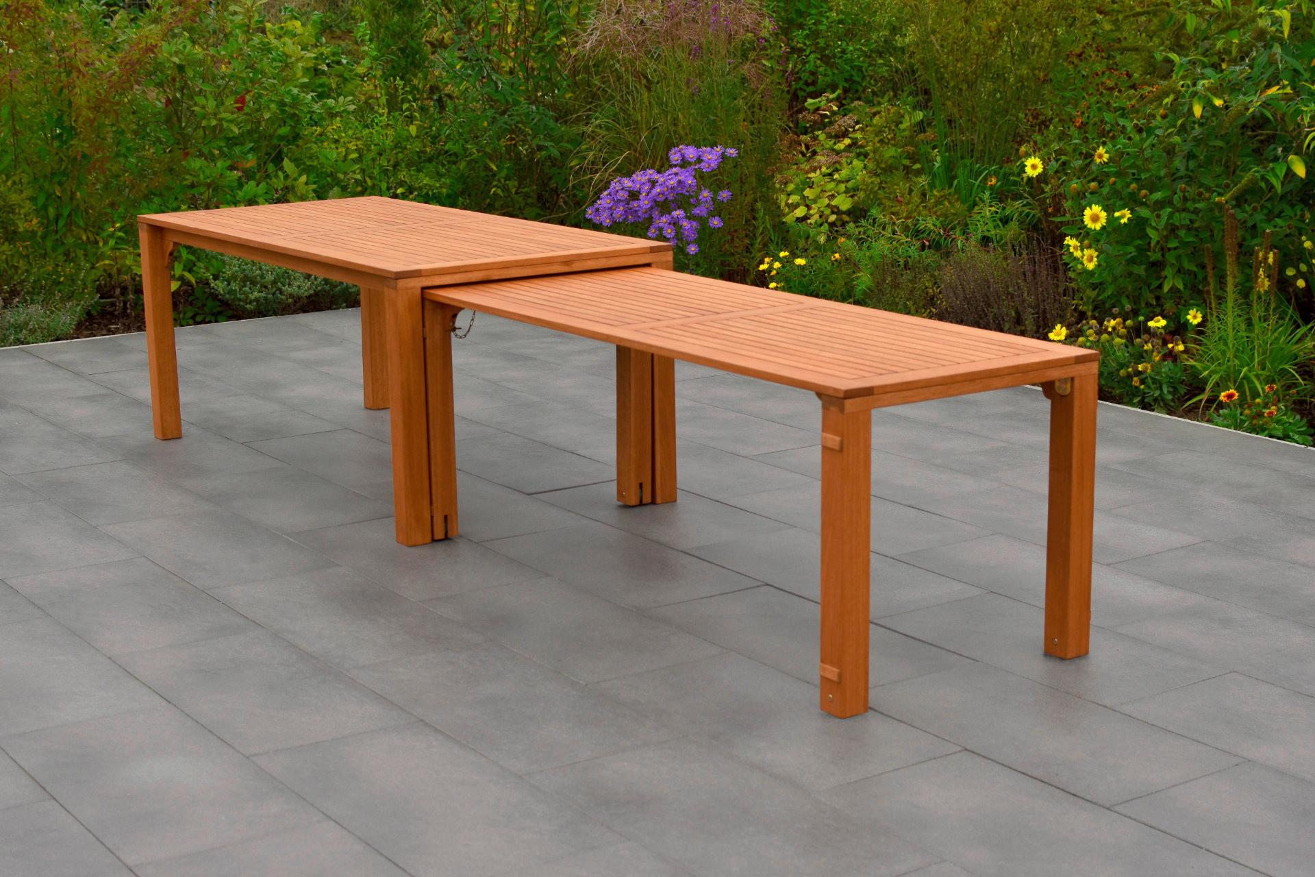 Gartentisch Flex Braun Echtholz ca. 185x90x76cm - Braun, KONVENTIONELL, Holz (185/90/76cm) - Gardenson