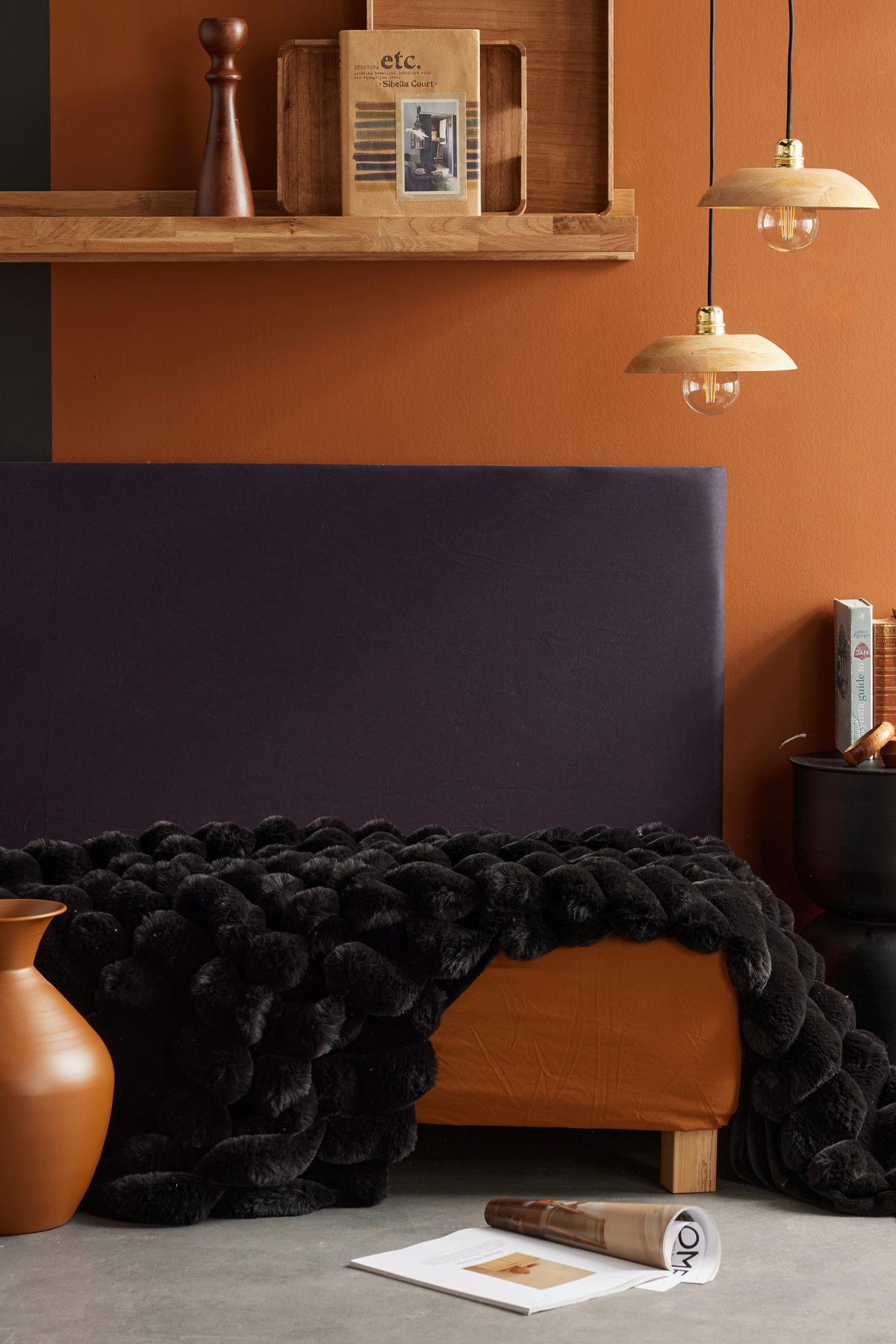 Pătură blană ecologică Blanket Mokka Reglisse, cca. 130x180cm - negru, textil (130/180cm)