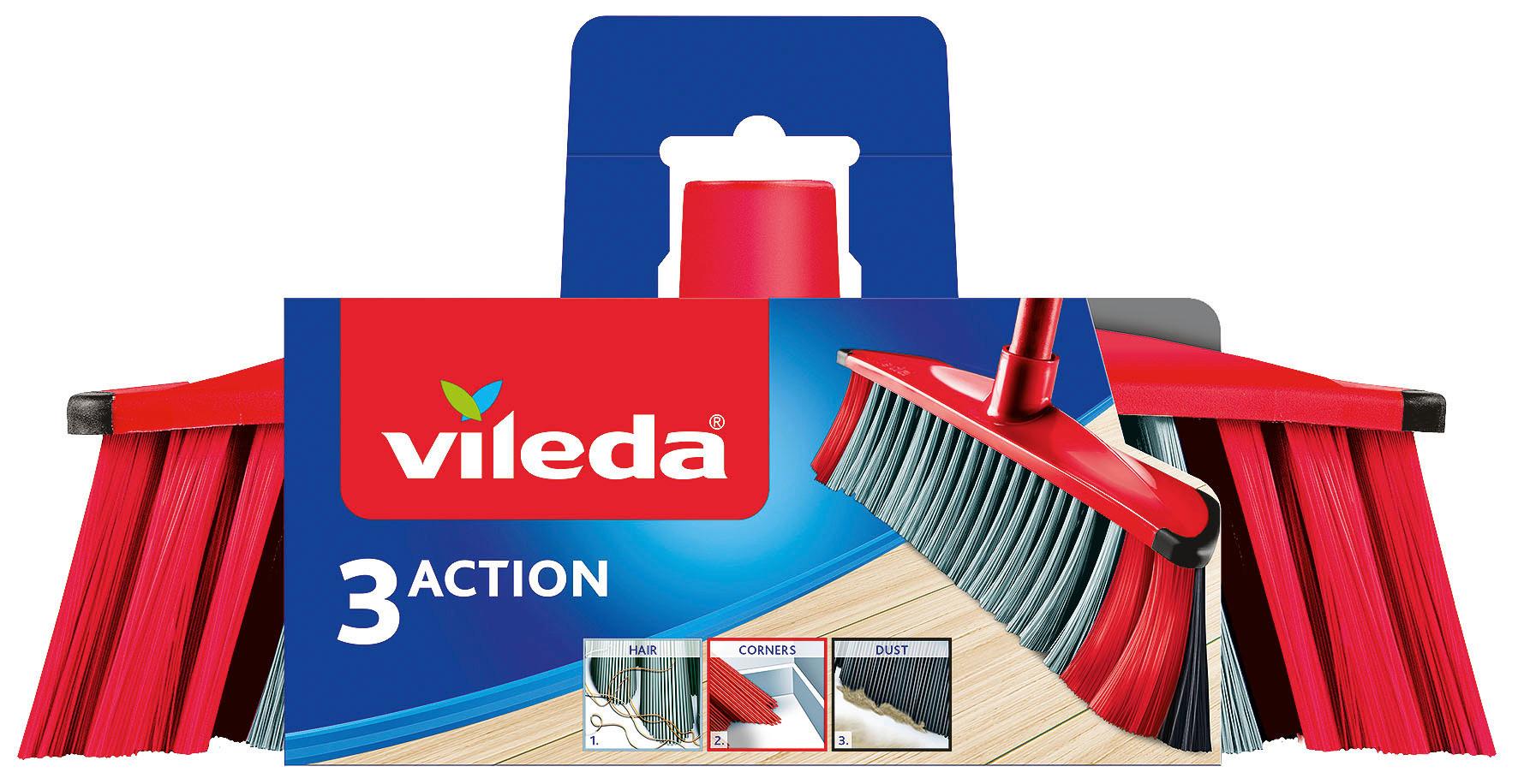 Besen Vileda-3 Action-Besen -Kopf Bordeaux - Bordeaux, Basics, Naturmaterialien (28/6/12cm) - Vileda