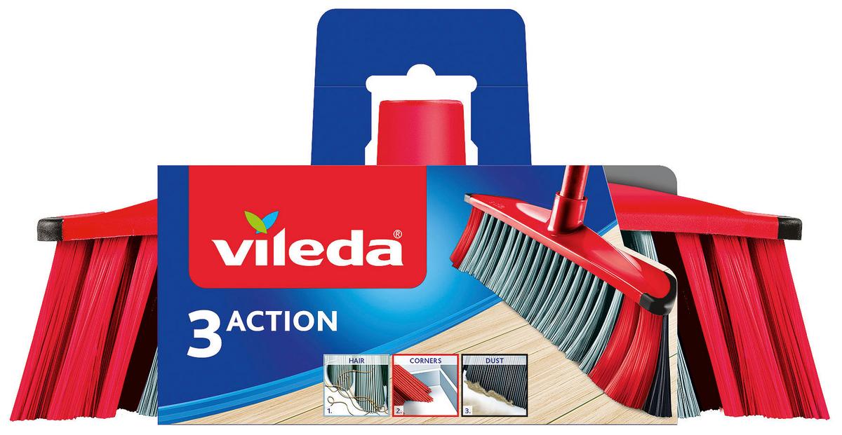 Besen Vileda-3 Action-Besen -Kopf Bordeaux - Bordeaux, Basics, Naturmaterialien (28/6/12cm) - Vileda