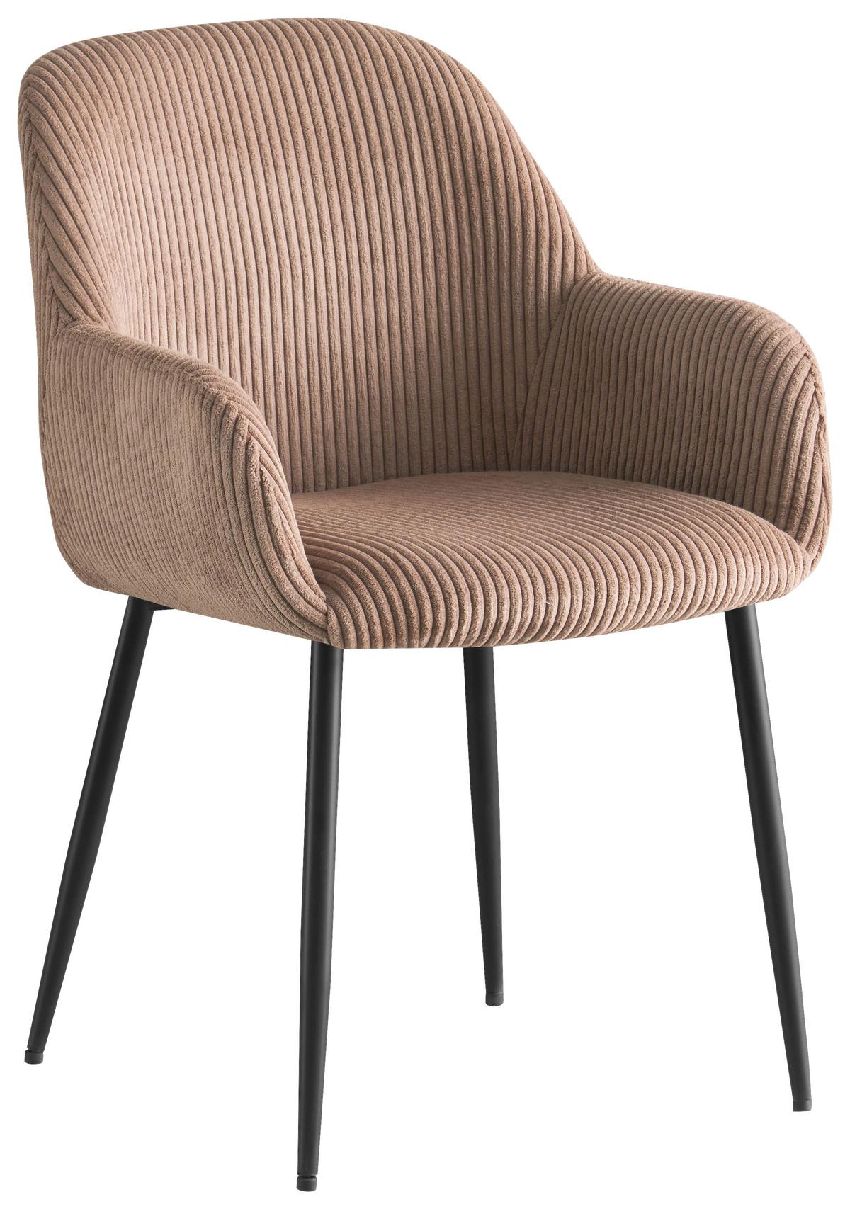 KRZESŁO Z PODŁOKIETNIKAMI JESSY - czarny/taupe, Design, metal/tkanina (57/85/60cm) - Xora