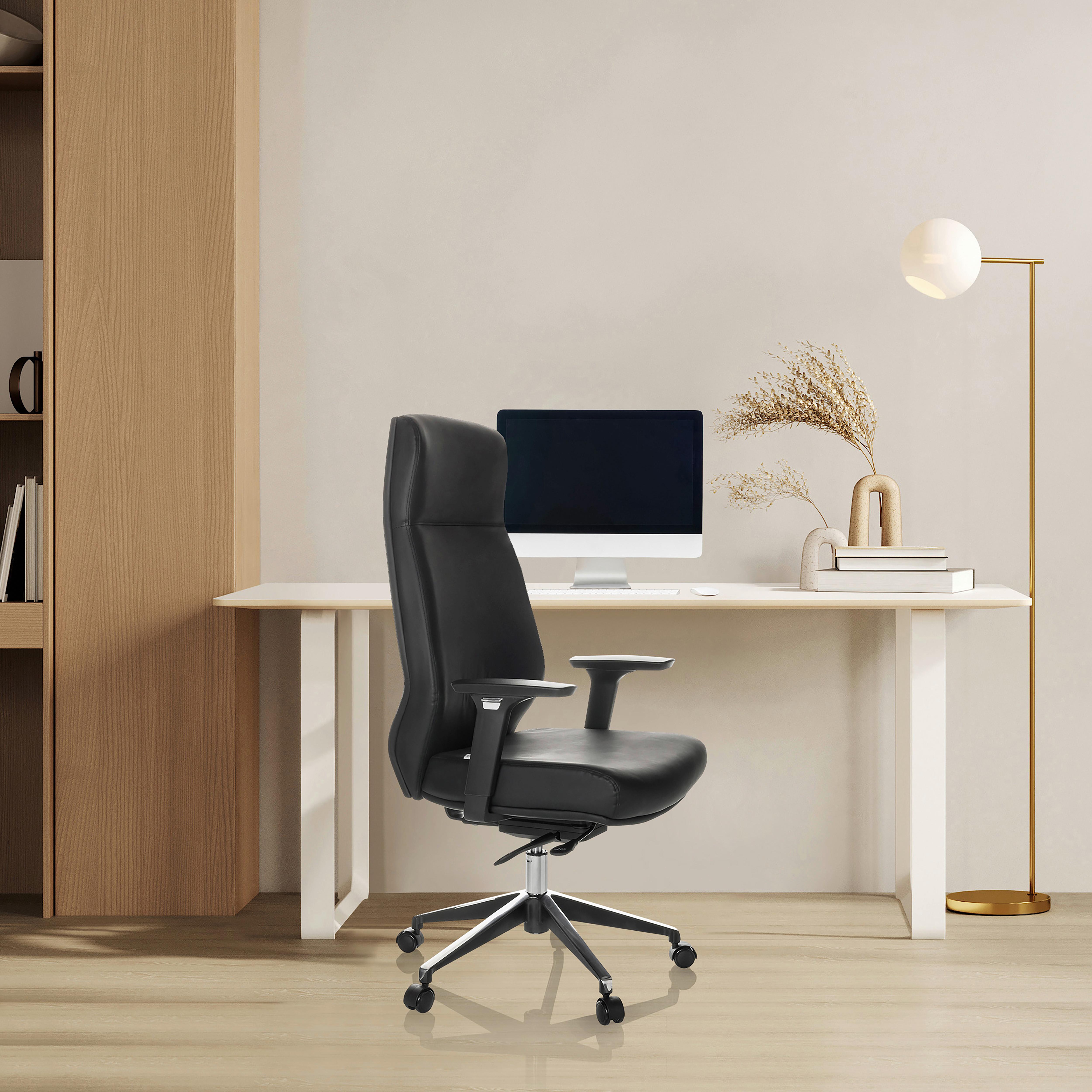 Pisarniški Stol Vitoro Eco, Črna - črna, Basics, kovina/umetna masa (68/123-130/68cm) - MID.YOU