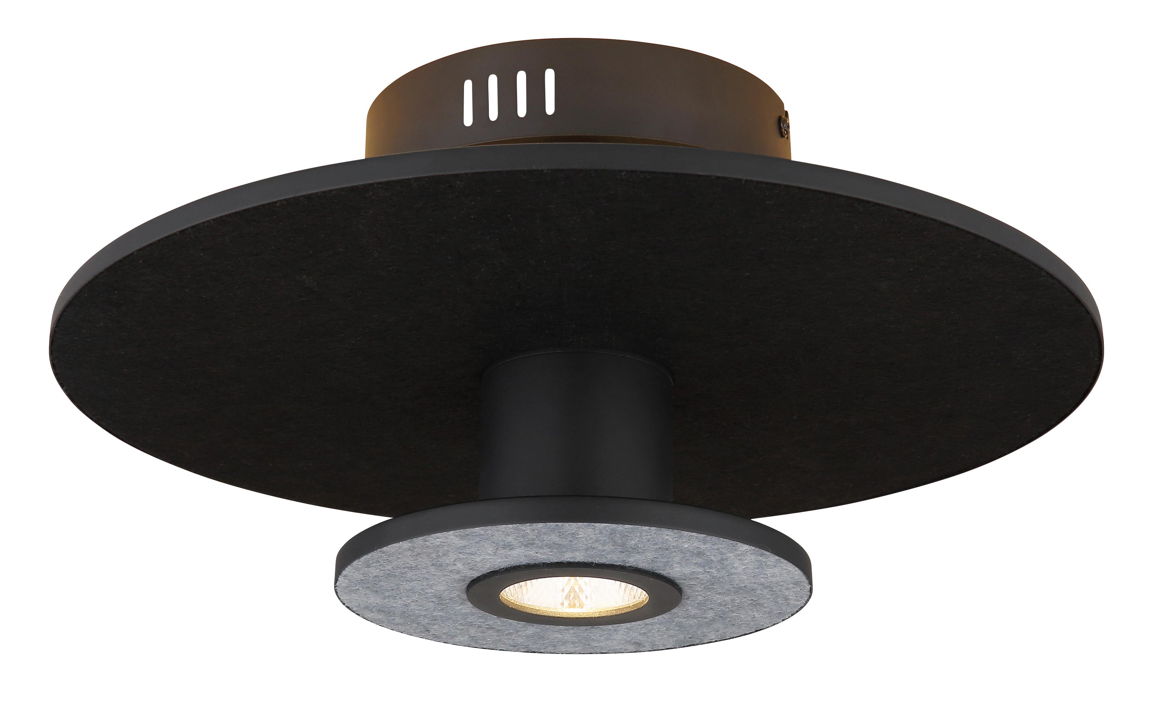 LED-Deckenleuchte Carter Schwarz max. 24 Watt - Schwarz, Basics, Kunststoff/Textil (38/18cm) - Globo