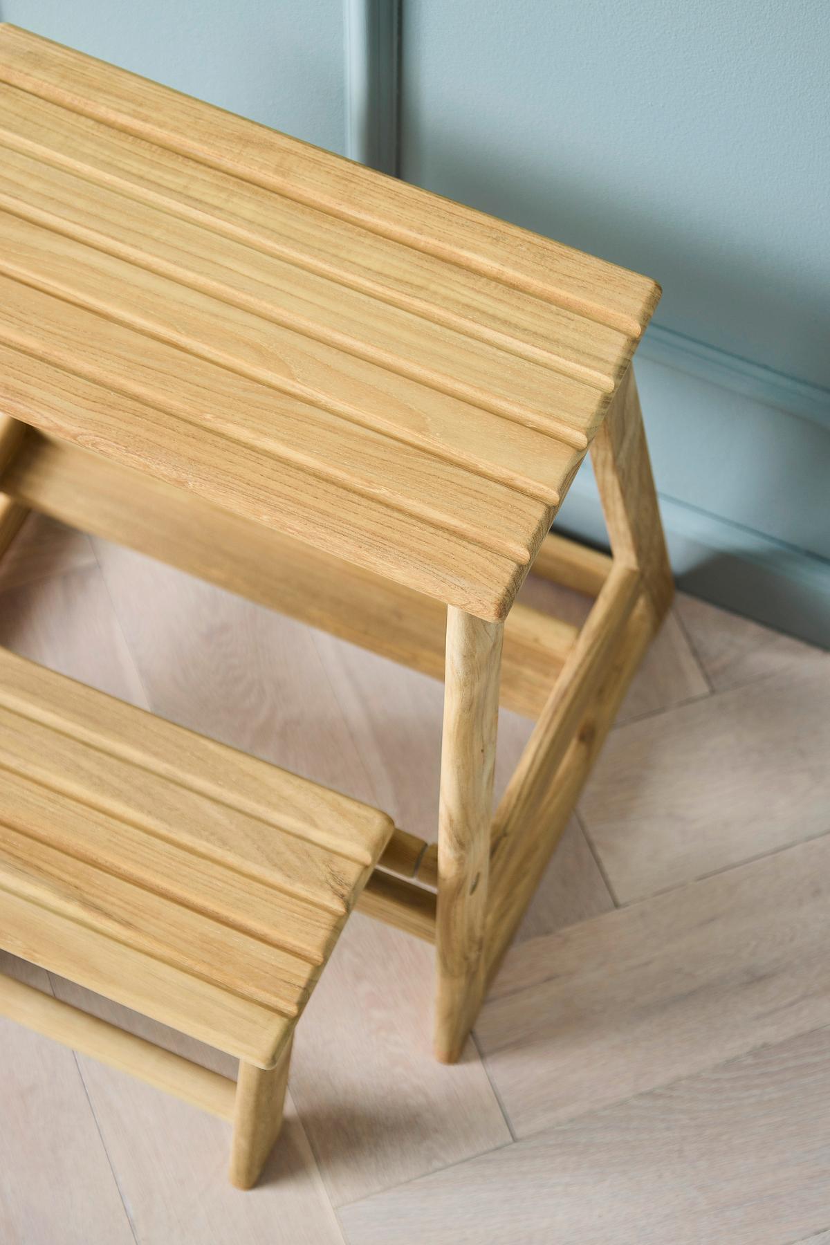 Tritthocker Skala Teak - Teakfarben, Natur, Holz (45,5/49/38,5cm) - Gardenson