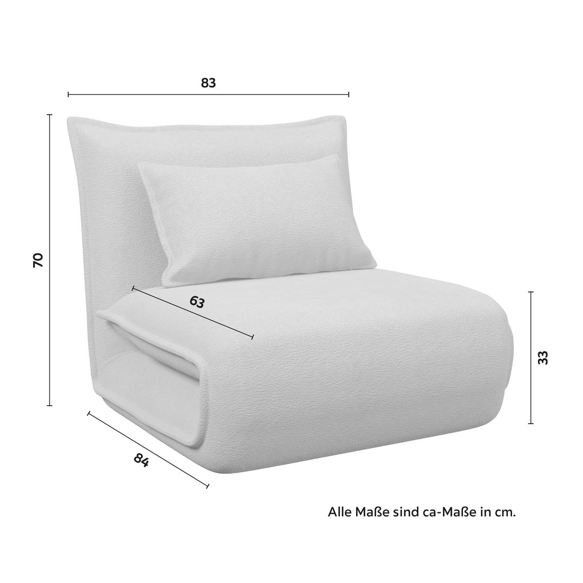 Schlafsessel Macy Beige Bouclé - Beige, MODERN, Textil/Metall (83/70/84cm) - Bessagi Home