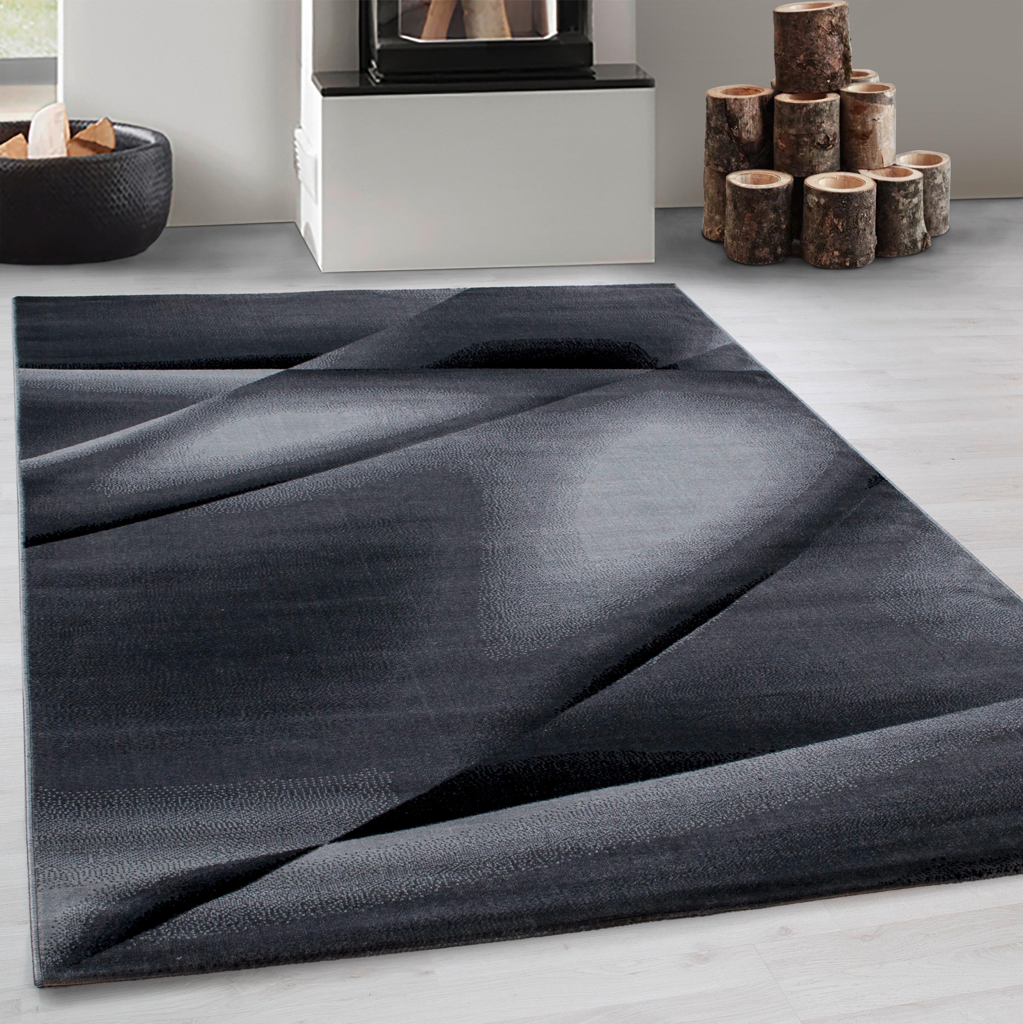 Webteppich Miami Schwarz ca. 80x150cm - Schwarz, Trend, Textil (80/150cm)