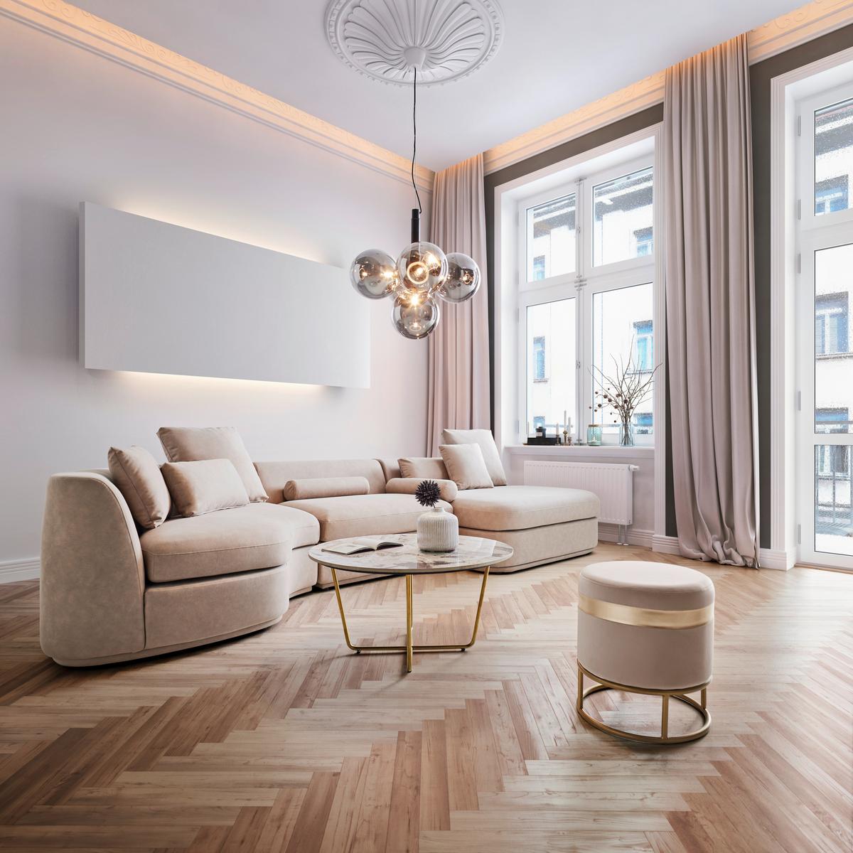 NAROŻNIK ANNA - beżowy/biały, Modern, tworzywo sztuczne/tkanina (360/71/134cm) - Bessagi Home