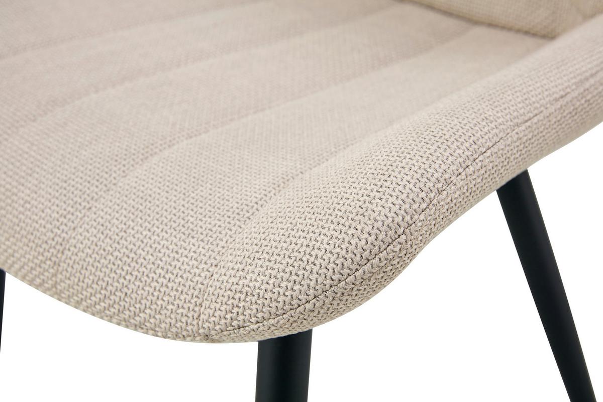 Set Stolov Lotta, Krem Barva, 2 Kos - črna/krem barve, Moderno, kovina/tekstil (53/86/59cm) - MID.YOU