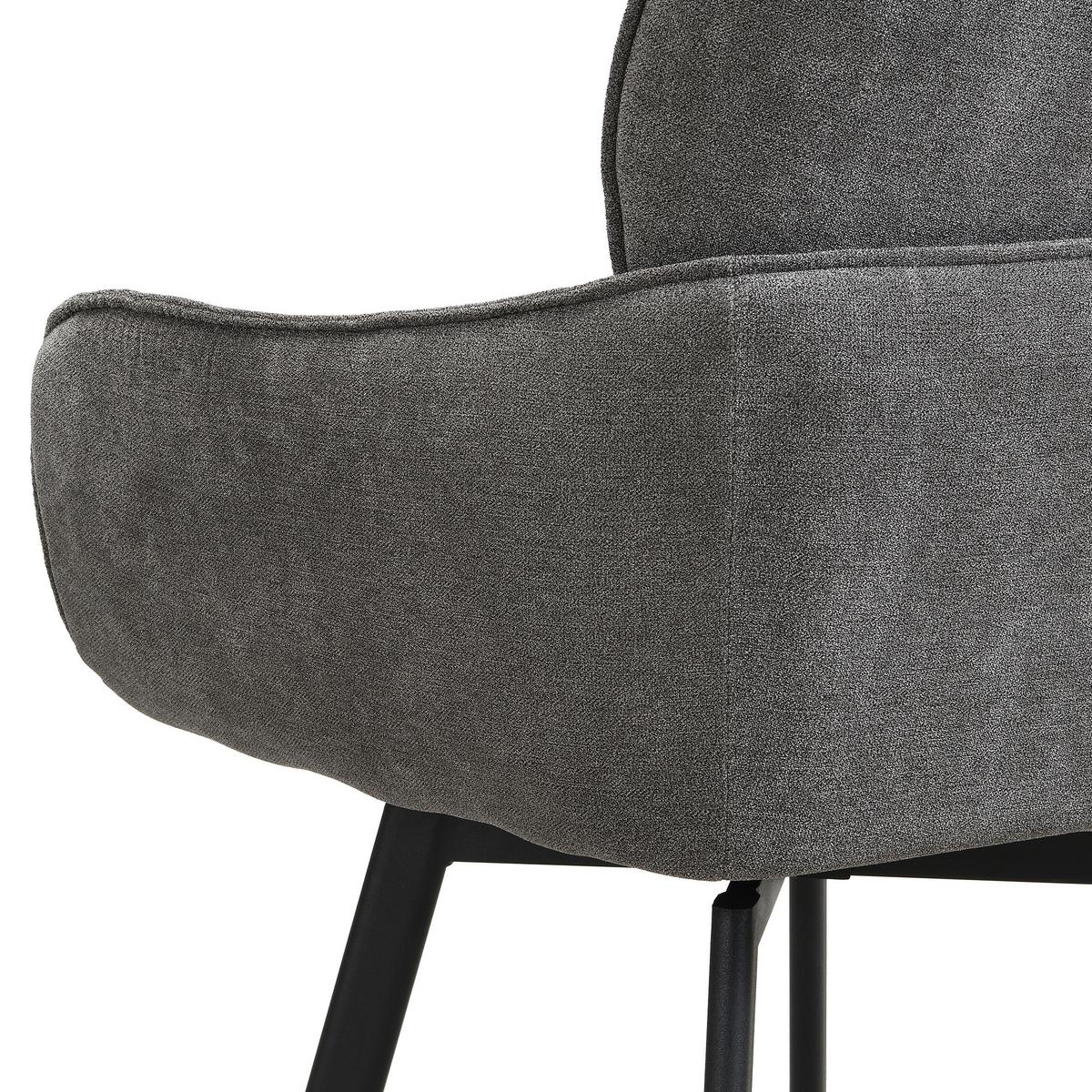 STUHL-SET RICO - Dunkelgrau/Schwarz, MODERN, Textil/Metall (61/90/63cm) - MID.YOU