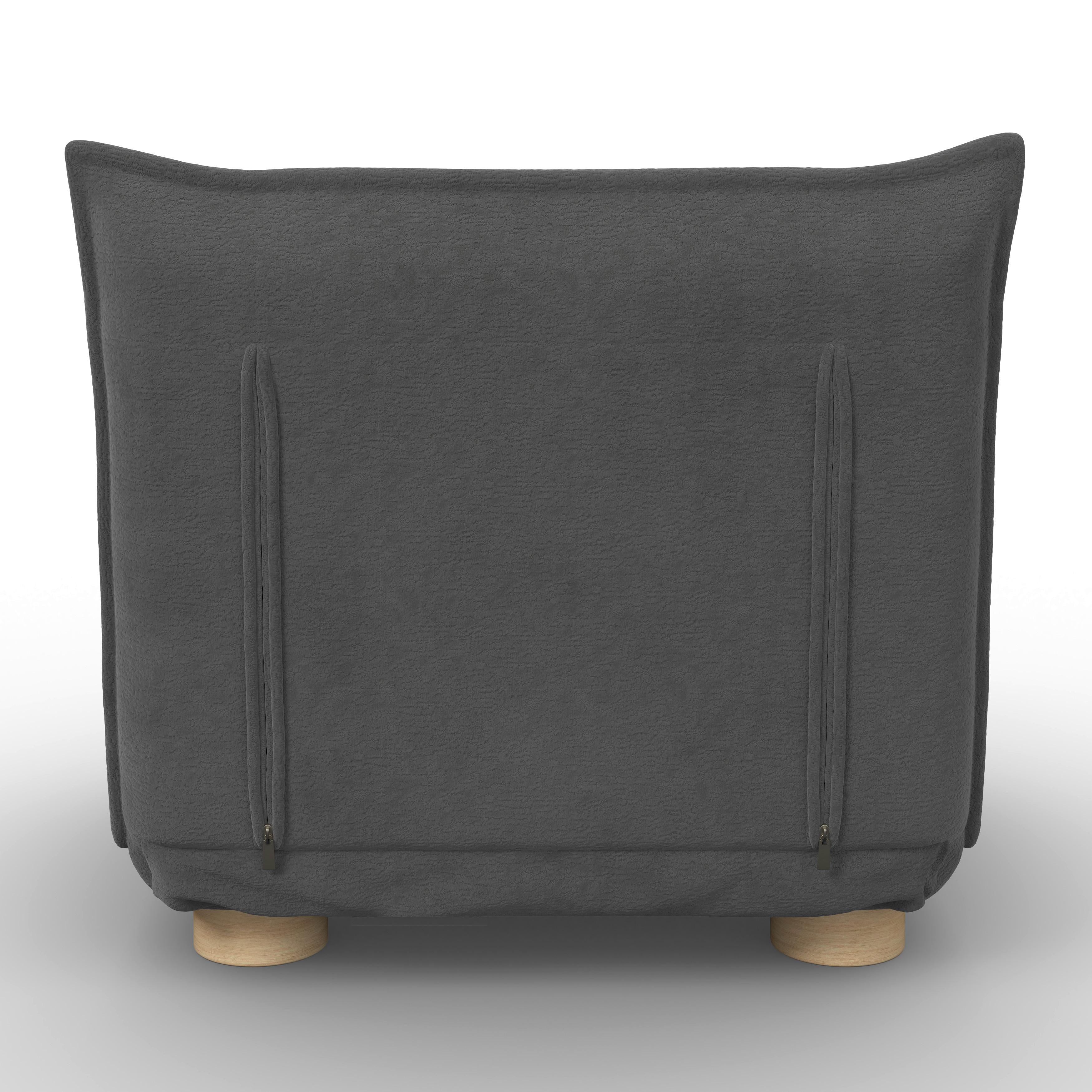 BÄDDFÅTÖLJ BELLA - mörkgrå/naturfärgad, Modern, metall/trä (85/76/84cm) - Bessagi Home