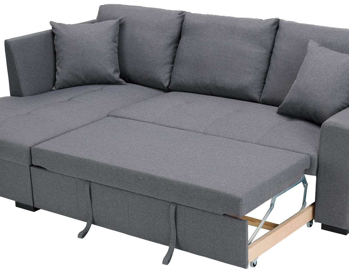 NAROŻNIK BILL - czarny/szary, Design, tworzywo sztuczne/tkanina (238/158cm) - Xora
