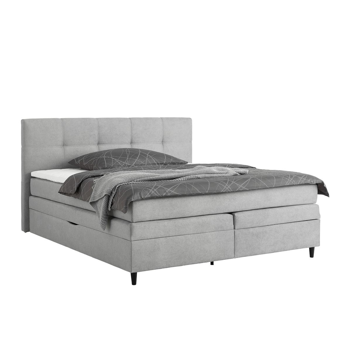 Boxspringbett Miami in Grau ca. 180x200cm - Schwarz/Grau, KONVENTIONELL, Holz/Holzwerkstoff (180/200cm) - Mömax