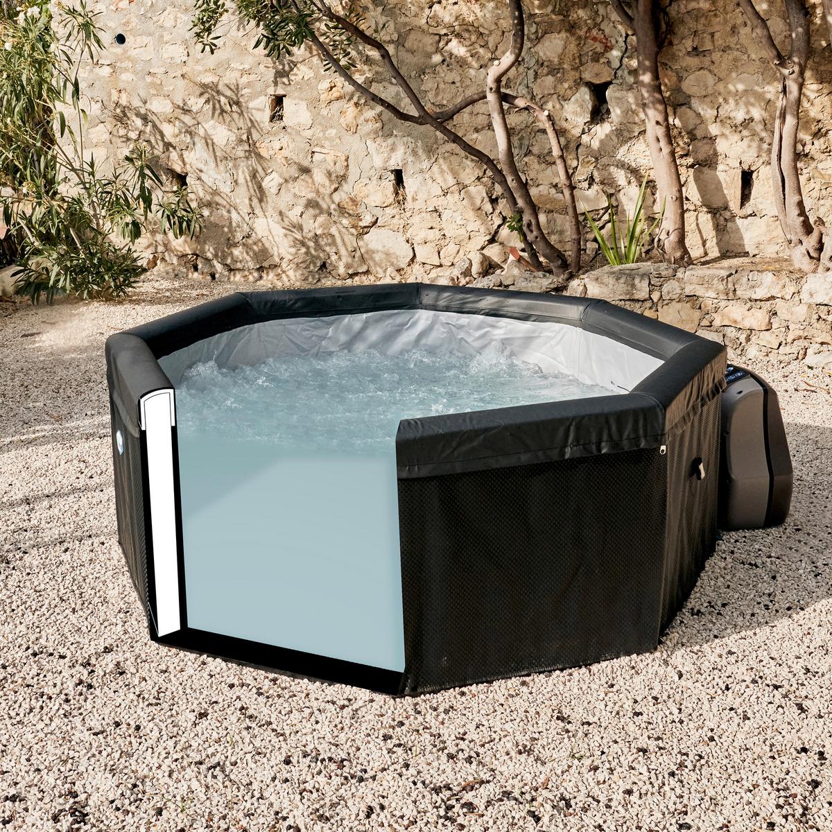 Whirlpool Netspa Octopus ca. 290 cm mit Umrandung+5 Möbel - Schwarz, Basics, Leder/Kunststoff (290/73cm)