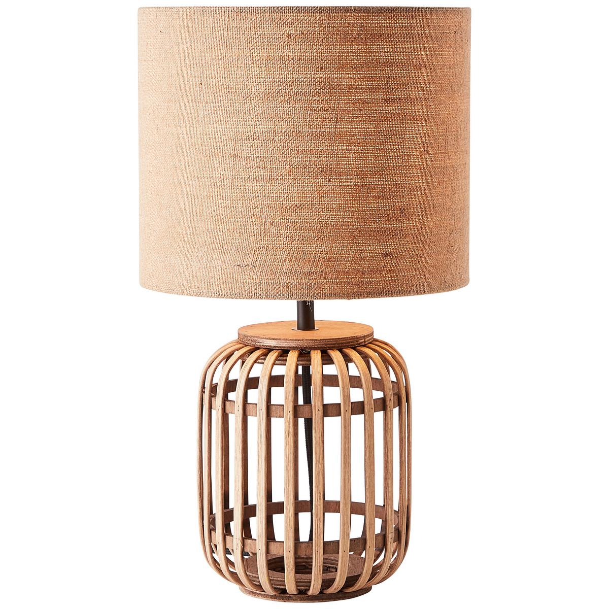 Tischleuchte Woodrow Naturfarben max. 52 Watt - Naturfarben, Natur, Holz/Textil (24/42,5cm) - Brilliant