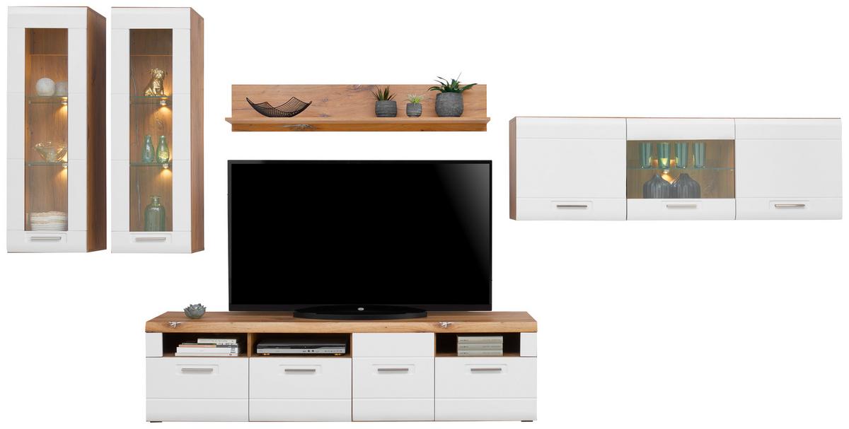 Viseća Vitrina Auris - bijela, Moderno, staklo/drvni materijal (40,3/123,4/37,1cm) - Modern Living