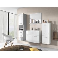 Kopalnica Alba, Bela, 4-Delno - bela/visoki sijaj, Trendi, kovina/leseni material (120cm) - P & B