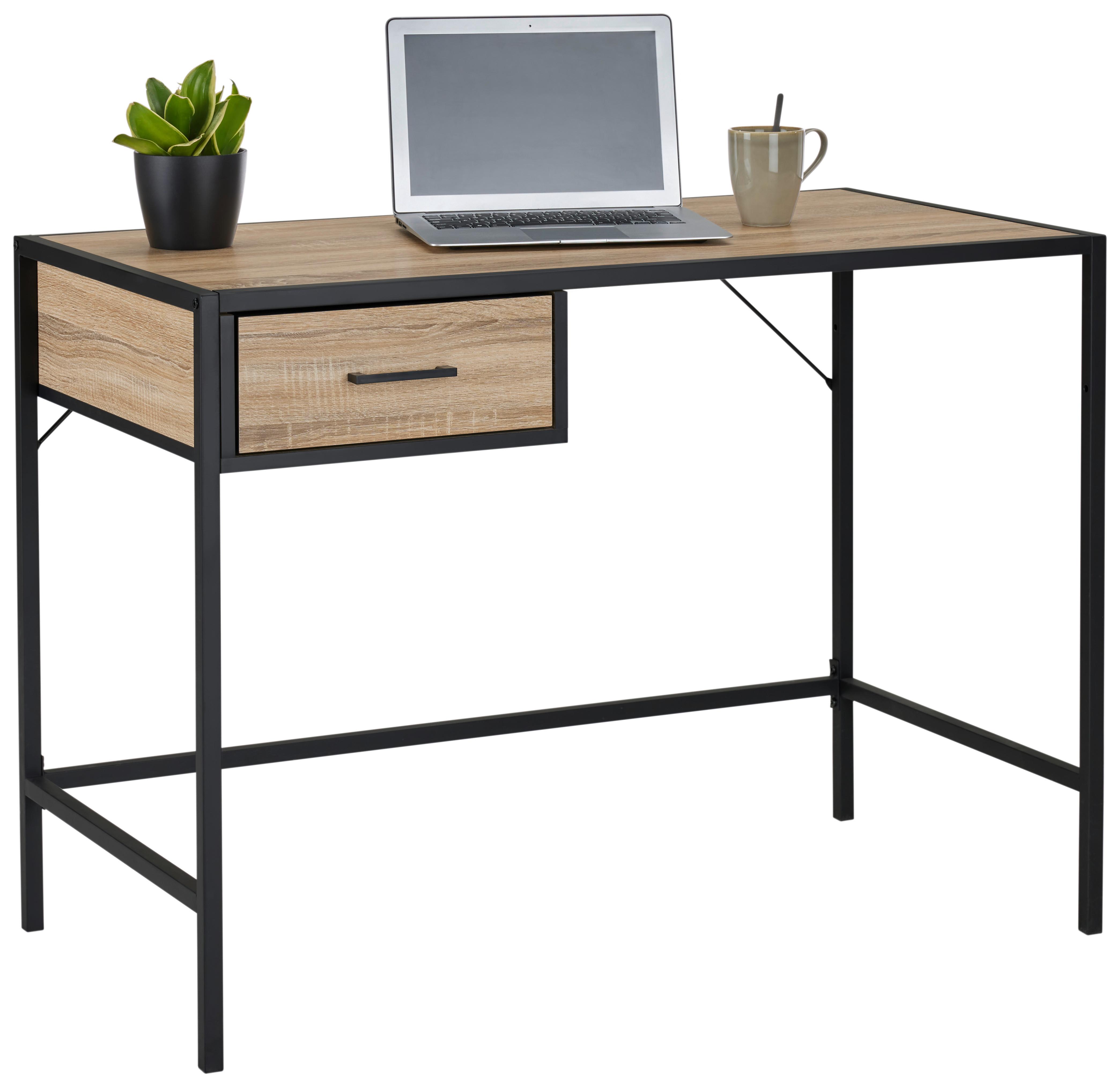 Schreibtisch in Naturfarben/Schwarz - Schwarz/Naturfarben, MODERN, Holzwerkstoff/Metall (105/76/55cm) - Mömax