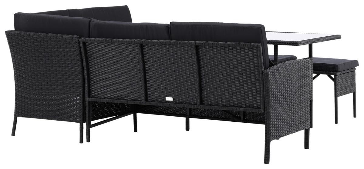 Dining-Loungeset Knock Schwarz - Schwarz, KONVENTIONELL, Kunststoff - Gardenson
