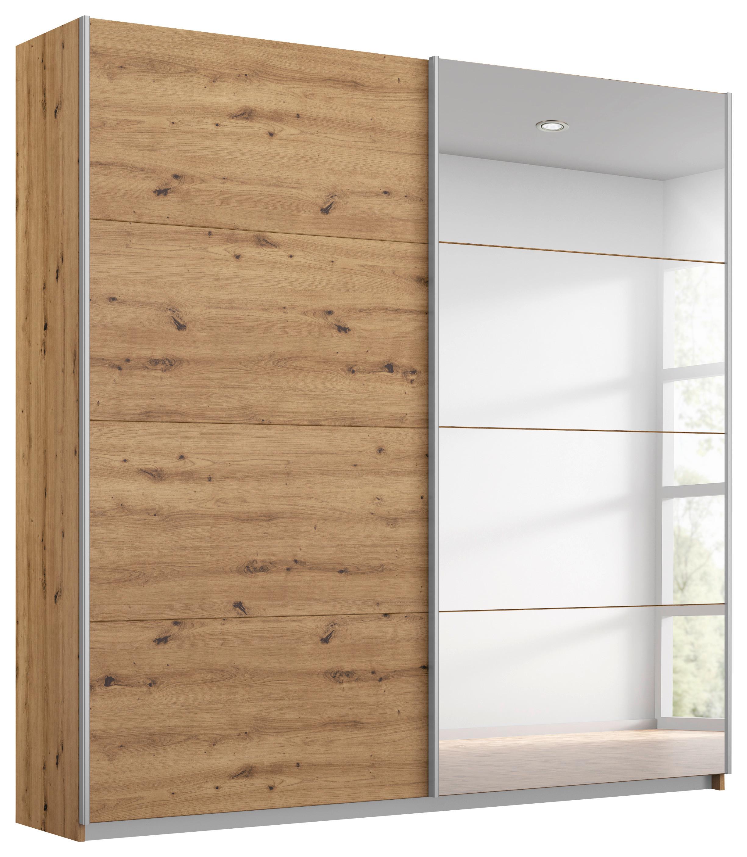 Ormar S Kliznim Vratima Subito - hrast Artisan/boje aluminija, Moderno, drvni materijal/metal (181/197/61cm) - Modern Living