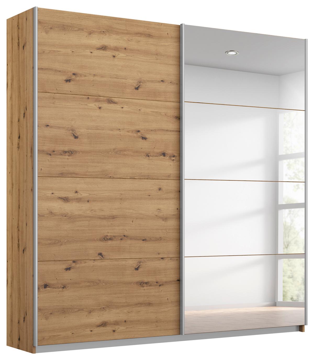 Ormar S Kliznim Vratima Subito - hrast Artisan/boje aluminija, Moderno, drvni materijal/metal (181/197/61cm) - Modern Living