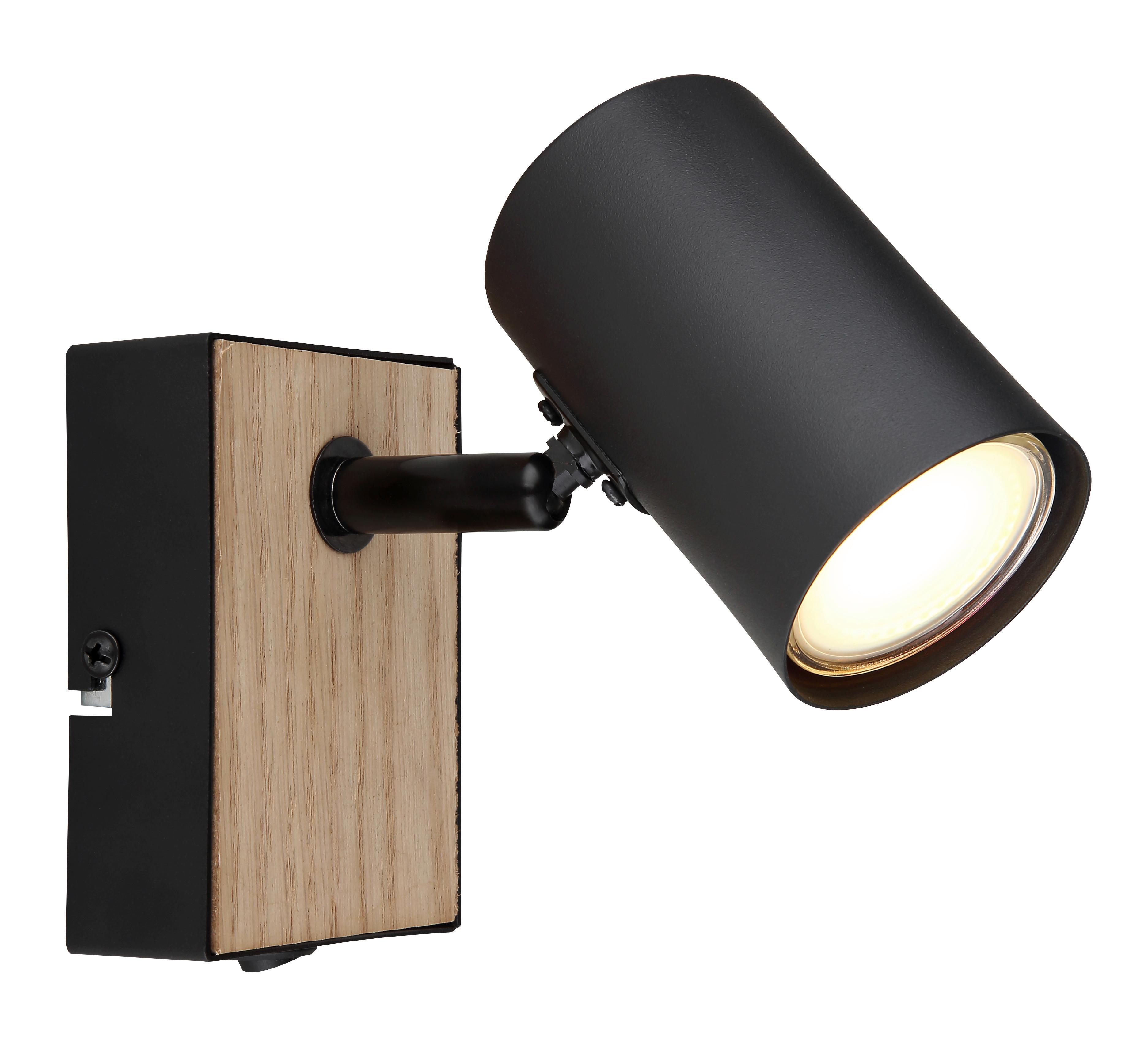 LAMPA REFLEKTOROWA GRAND *SBN* - czarny, Basics, metal/drewno (13,5/7/10cm) - Novel