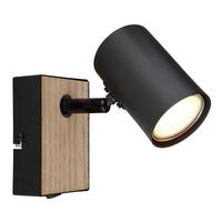 LAMPA REFLEKTOROWA GRAND *SBN* - czarny, Basics, metal/drewno (13,5/7/10cm) - Novel