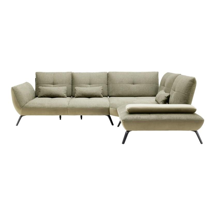 Wohnlandschaft Trendy Olivgrün - Schwarz/Olivgrün, MODERN, Holzwerkstoff/Textil (310/250cm) - Premium Living