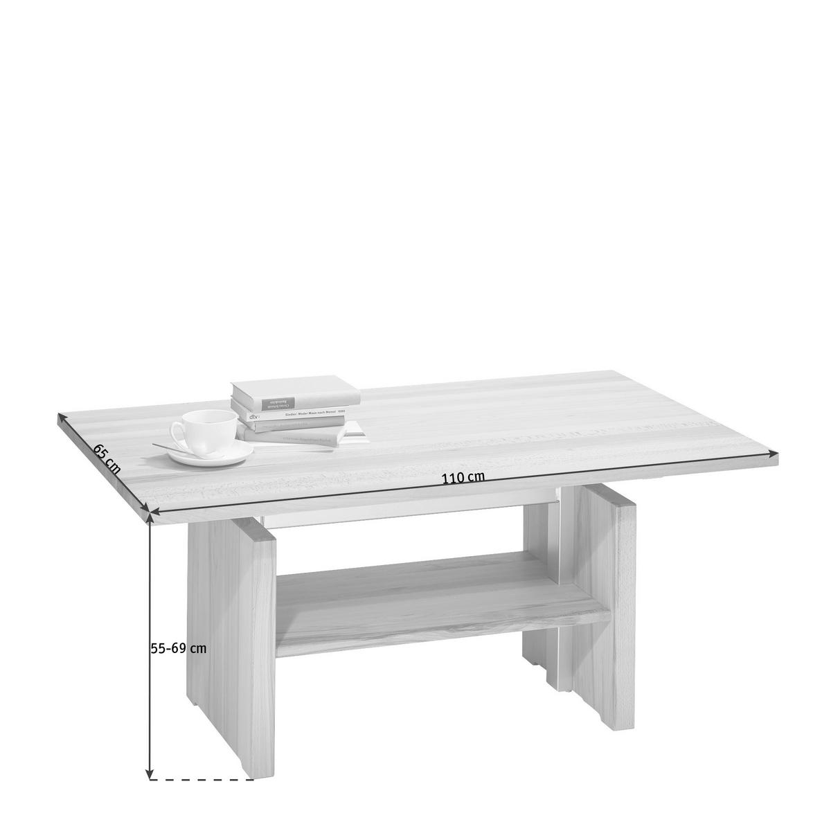 STOLIK KAWOWY PASSAU 1 - kolor bukowy, Konventionell, metal/drewno (110/65/55-69cm) - Linea Natura