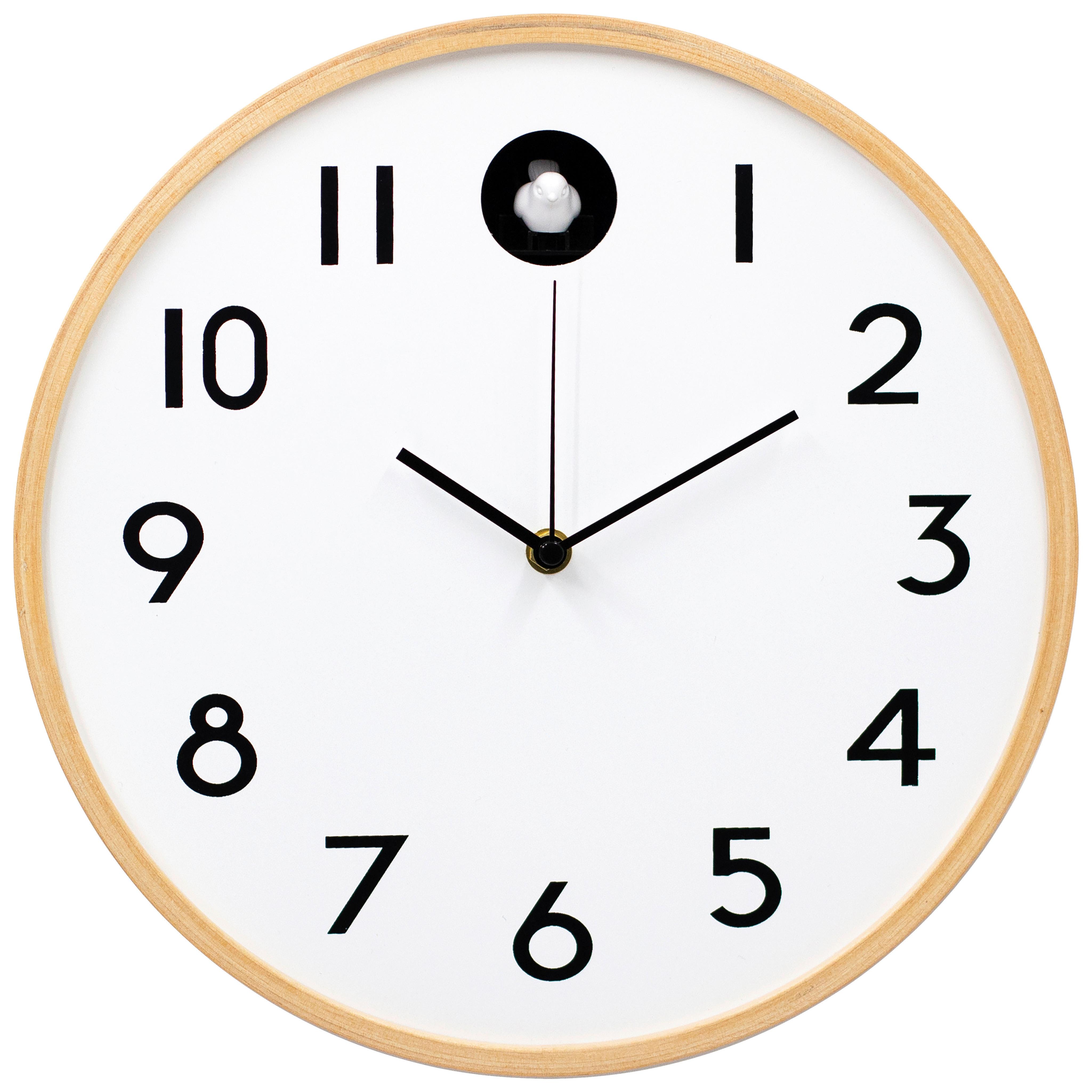 Wanduhr Kukuk Natur/Weiß - Naturfarben/Weiß, MODERN, Holz/Holzwerkstoff (31,5cm) - Mömax