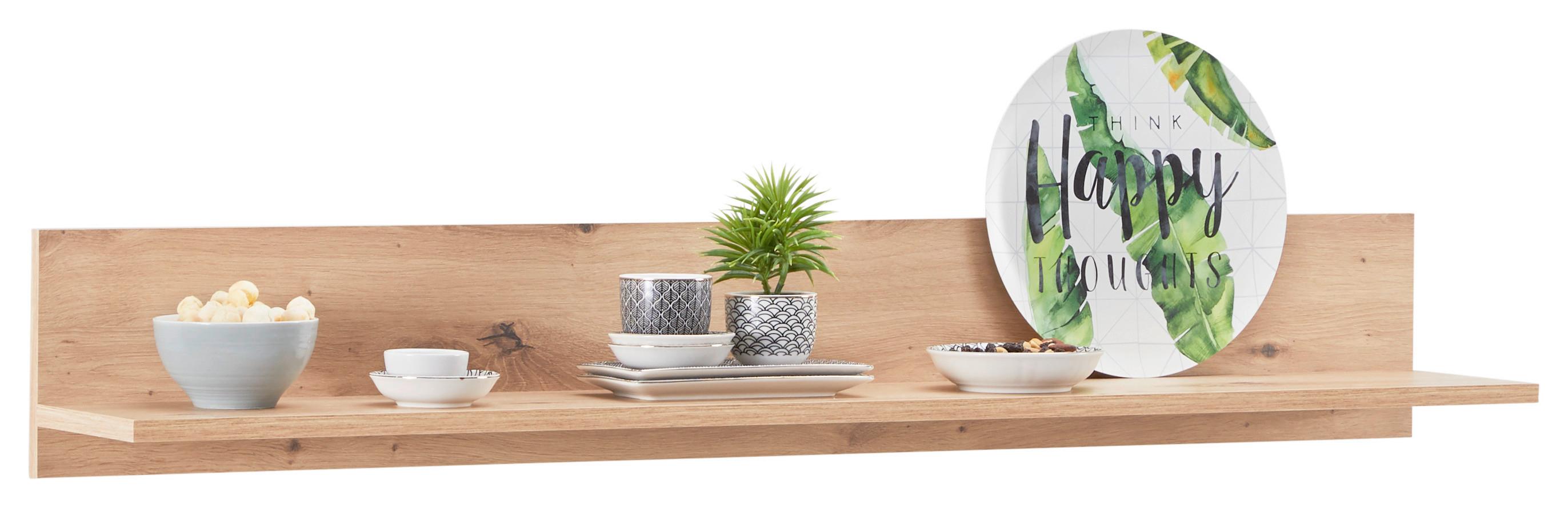 Poliță de perete KASHMIR NEW - culoare lemn stejar, Modern, material pe bază de lemn (120/20/20cm) - Modern Living