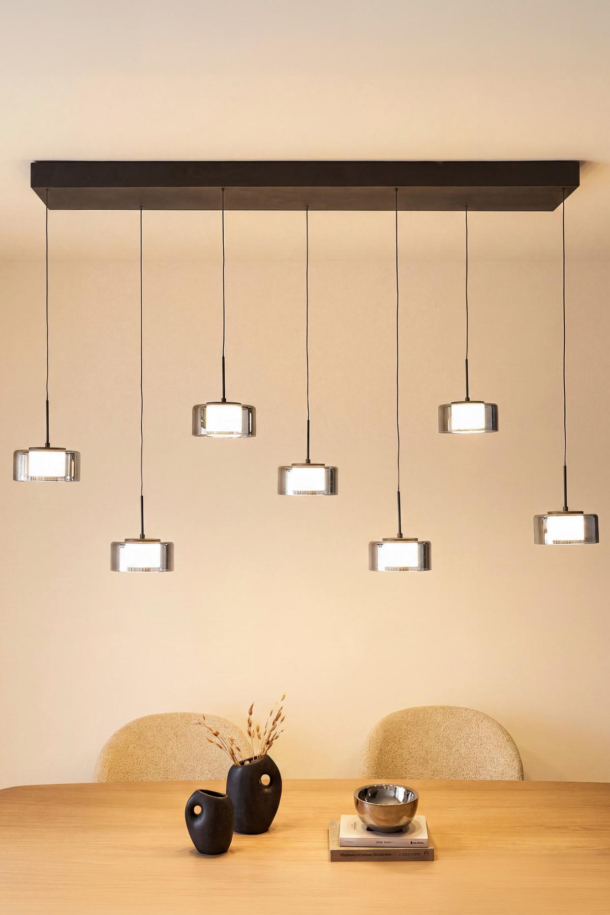 LAMPA WISZĄCA LED 2115-18 - czarny, Design, tworzywo sztuczne/metal (126/21/180cm) - Paul Neuhaus