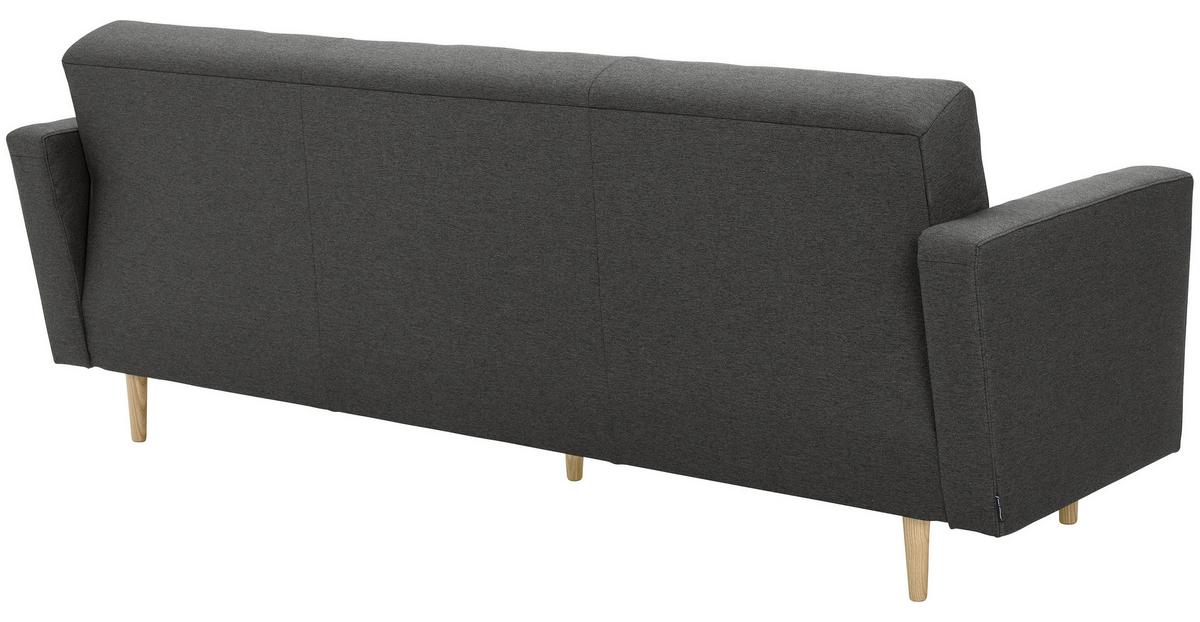 3-Sitzer-Sofa Jasmin Anthrazit Flachgewebe mit Schlaffunktion - Anthrazit/Eschefarben, MODERN, Holz/Textil (224/81/83cm) - Max Winzer