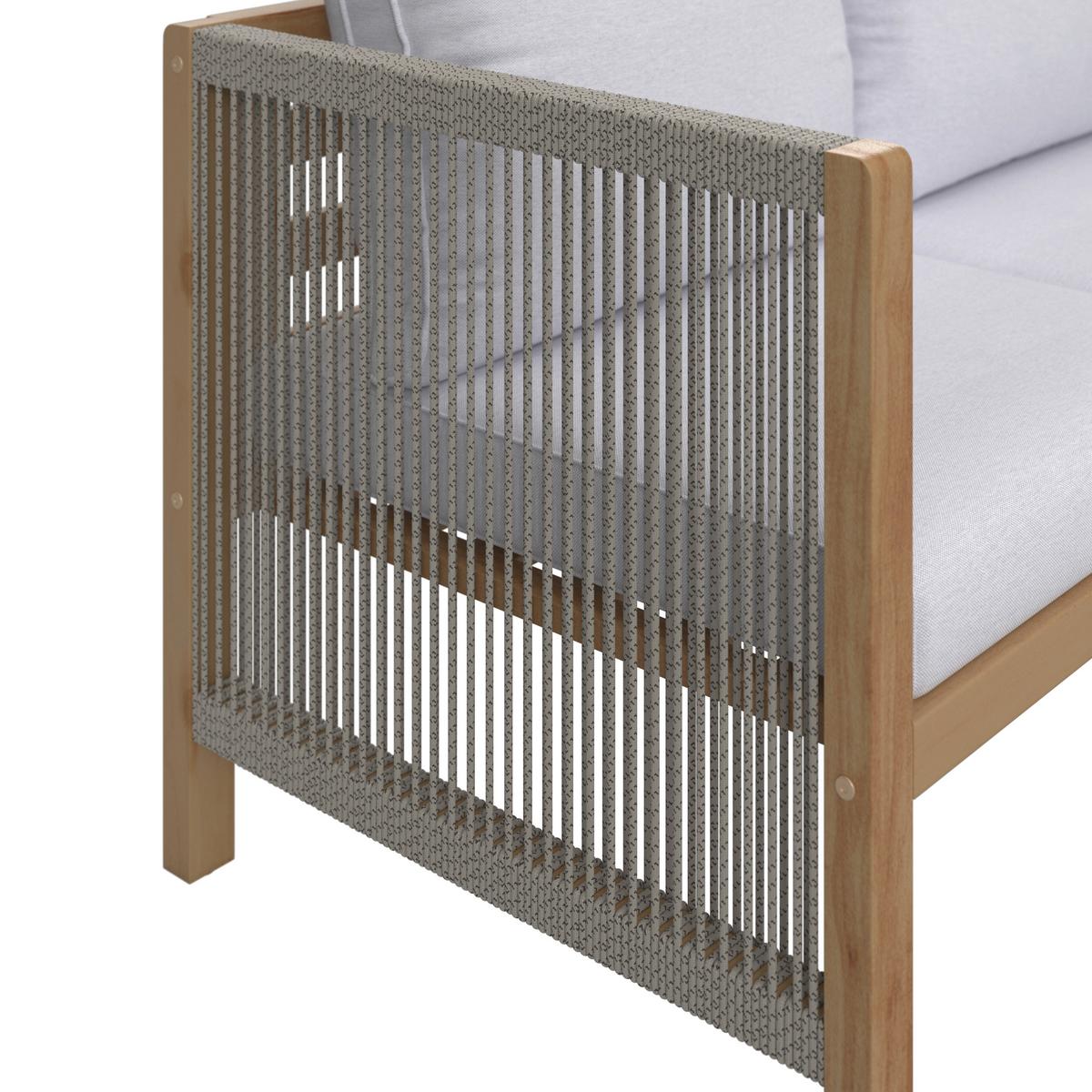 Loungegarnitur Effie Hellgrau Holz/Textil - Hellgrau, Modern, Holz/Kunststoff (124/64,5/63,5cm) - Bessagi Garden